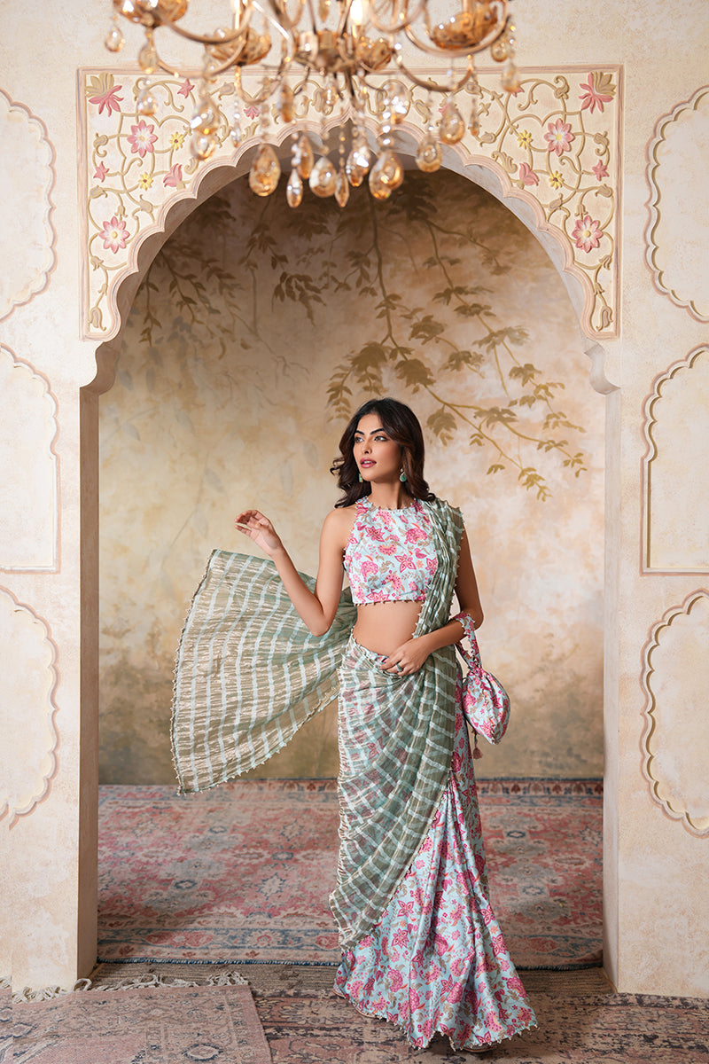 Gouri Grover in Seher Pearl Tissue Silk Saree