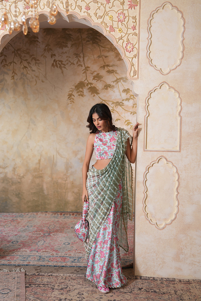 Gouri Grover in Seher Pearl Tissue Silk Saree