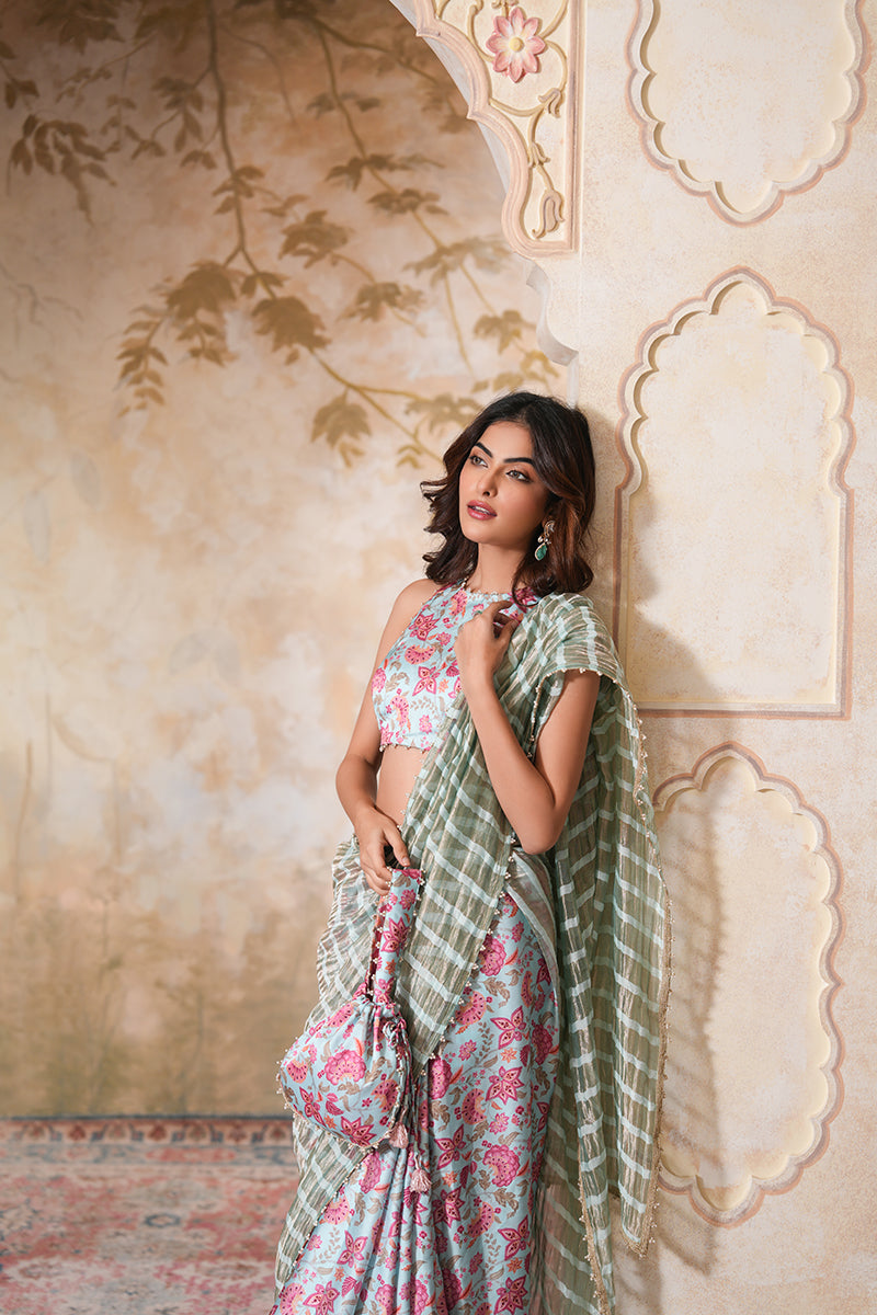 Gouri Grover in Seher Pearl Tissue Silk Saree