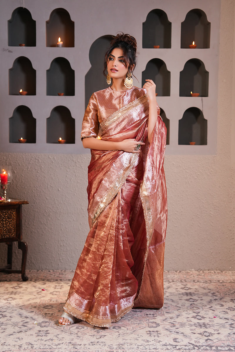 Badami Gold Tissue Silk Saree