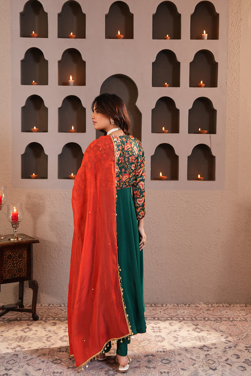 Sabz Chintz Anarkali Set