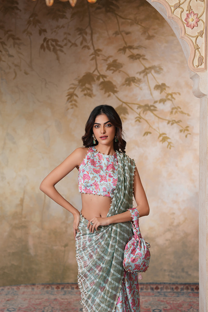 Gouri Grover in Seher Pearl Tissue Silk Saree