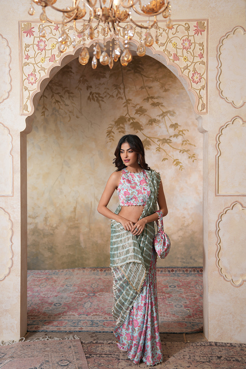 Gouri Grover in Seher Pearl Tissue Silk Saree