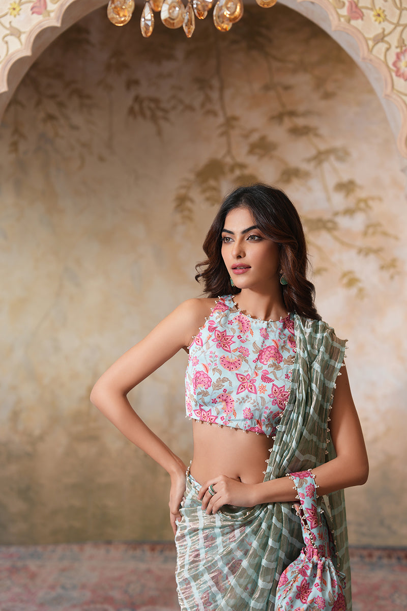 Gouri Grover in Seher Pearl Tissue Silk Saree