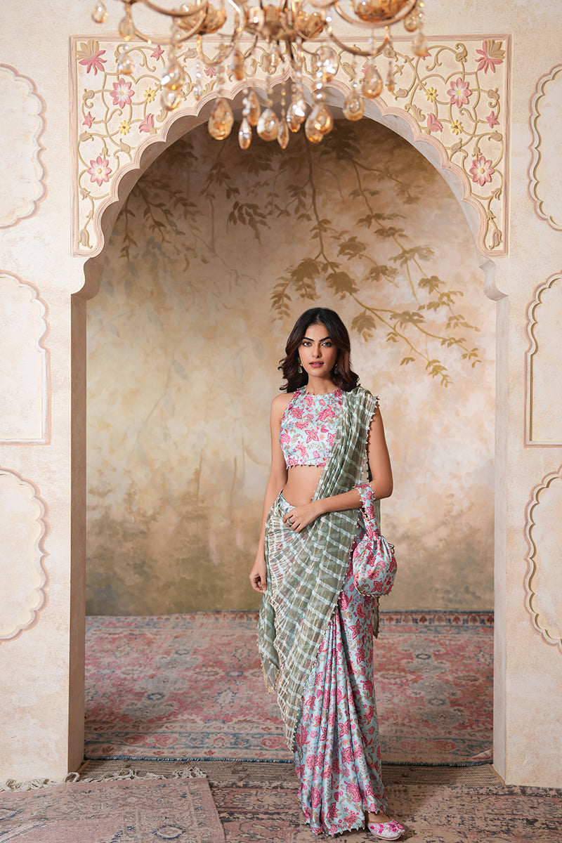 Gouri Grover in Seher Pearl Tissue Silk Saree