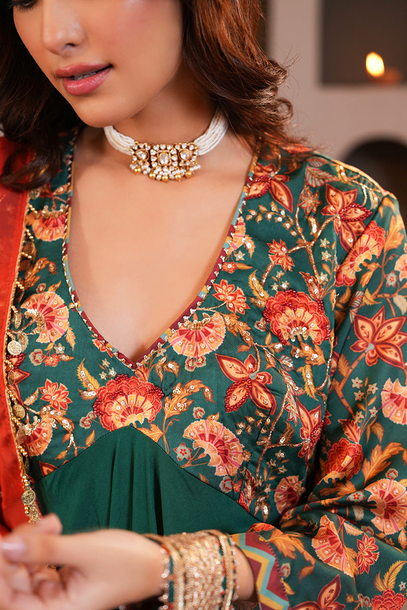 Sabz Chintz Anarkali Set