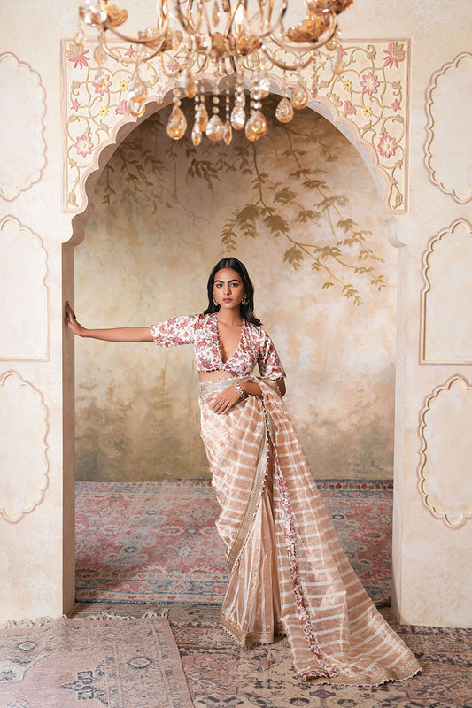 Zarina Pearl Tissue Silk Saree
