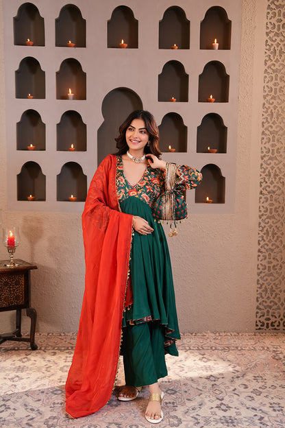 Sabz Chintz Anarkali Set