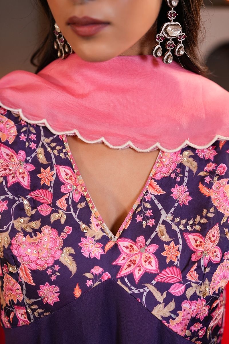 Banafshi Chintz Anarkali Set