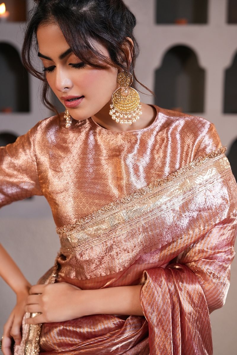 Badami Gold Tissue Silk Saree